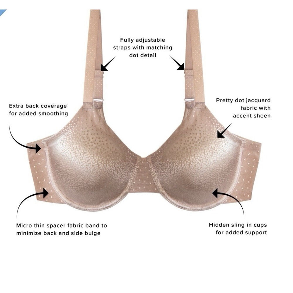 Wacoal 855303 Back Appeal Underwire Smoothing Bra Sz 34DD Rose Dust - Picture 2 of 5